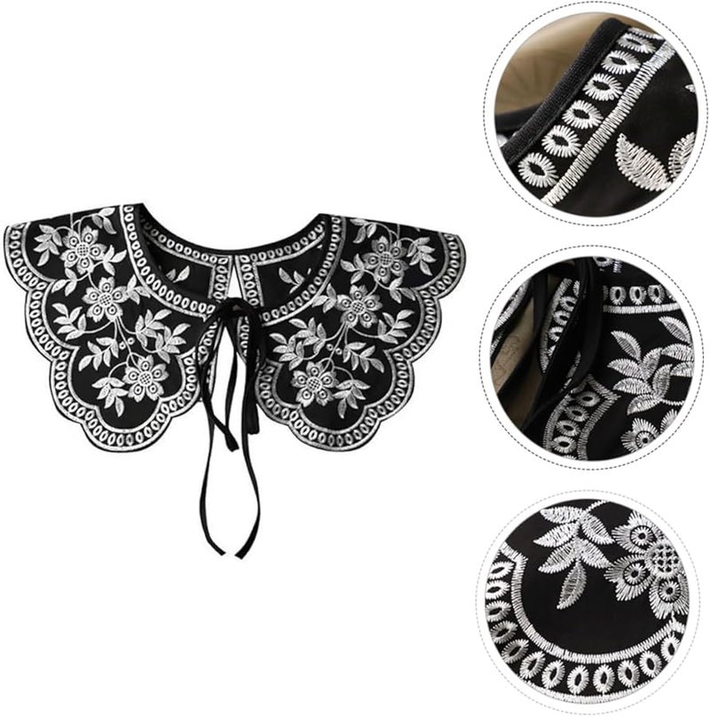 طوق مطرز بأسلوب ريترو للنساء، وشاح زخرفي أنيق، إكسسوار للبلوزات والقمصان - Image 2